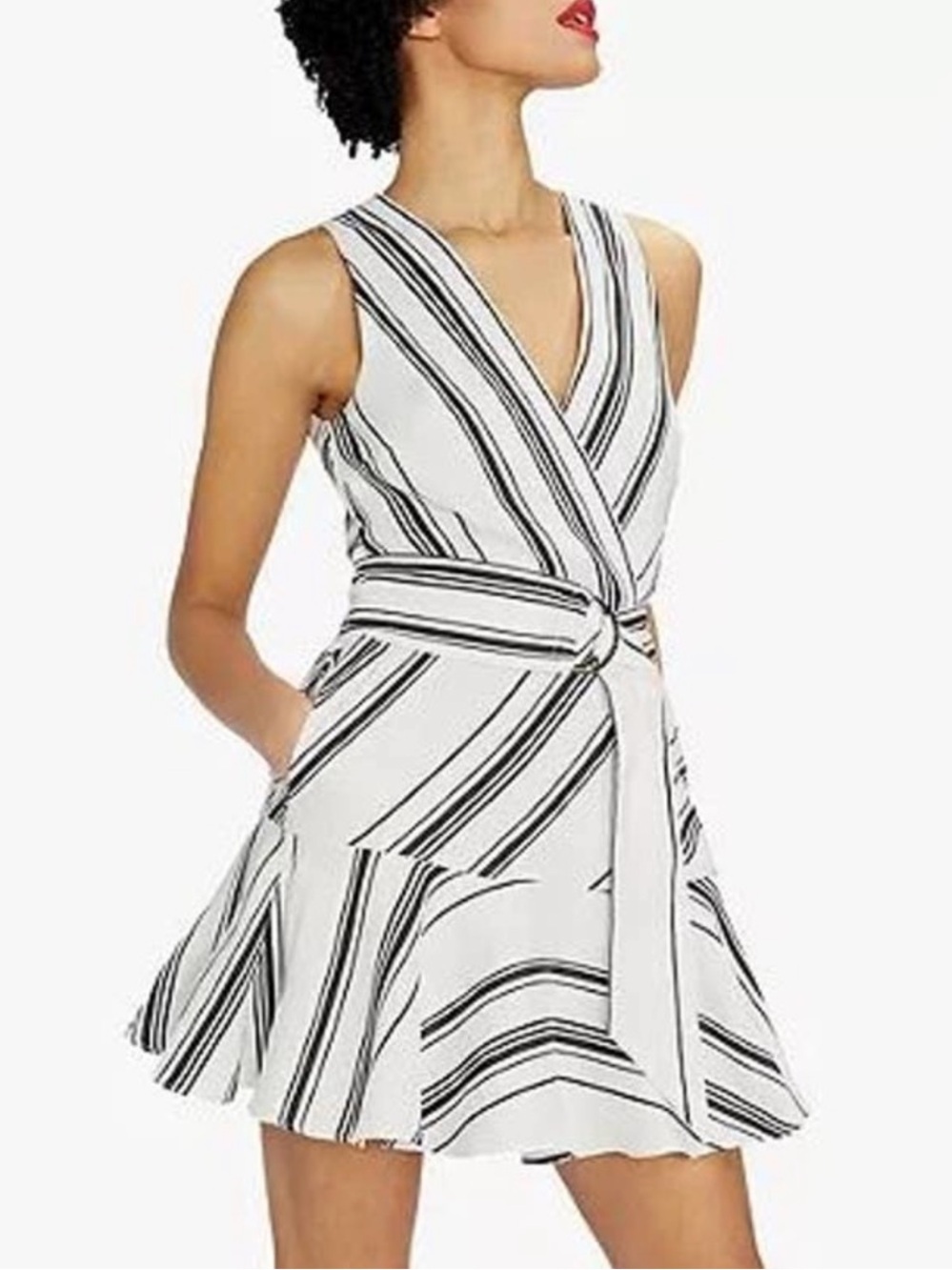 Ted Baker Linen Cotton Blend Aliicee White Black Mini Dress Size 0